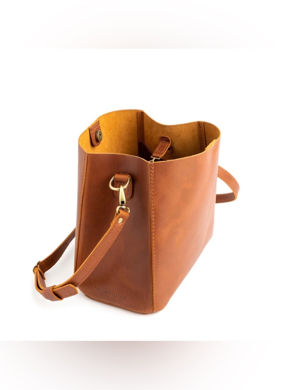 Portland Leather Butterfly Bucket Bag Honey Full Grain Leather Boho Classic - Picture 13 of 15